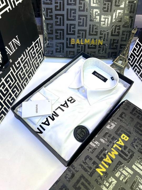 Balmain Balmain Paris Logo White Premium Shirt With Brand Box Packing And Carry Bag F3000-wh - Image 4