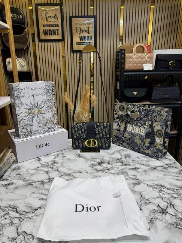 Christian Dior Montaign Oblique Shoulder Bag With Double Og Box And Dust Bag