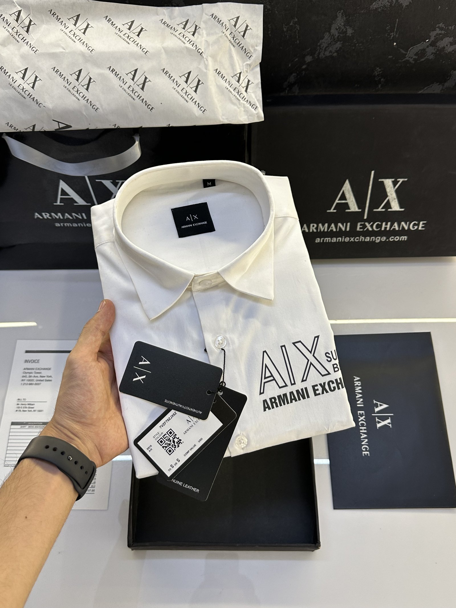 Armani Exchange Reflective Store Article Shirt With Original Packing White Price in India - Buy at Bootery - Image 3