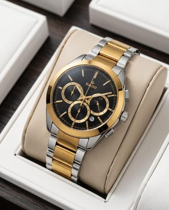 Rado HyperChrome Chronograph 2Ton-Gold-Black Watch for Men - Best Price Online - Bootery