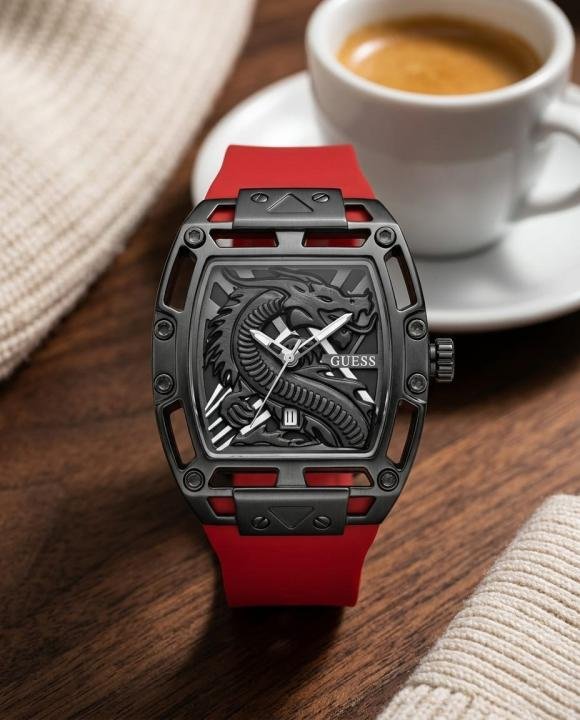 Guess Trend Legend Dragon Red Black Watch for Men - Best Price Online - Bootery - Image 2