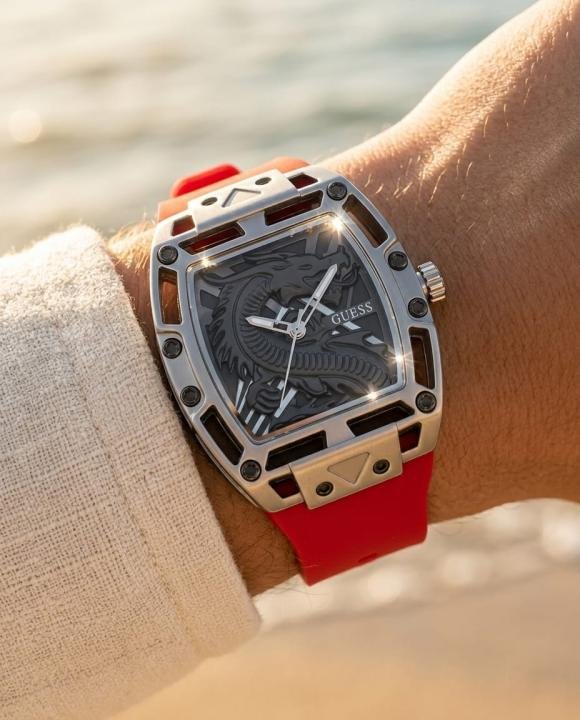 Buy Guess Trend Legend Dragon Red Silver Watch Online in India - Bootery