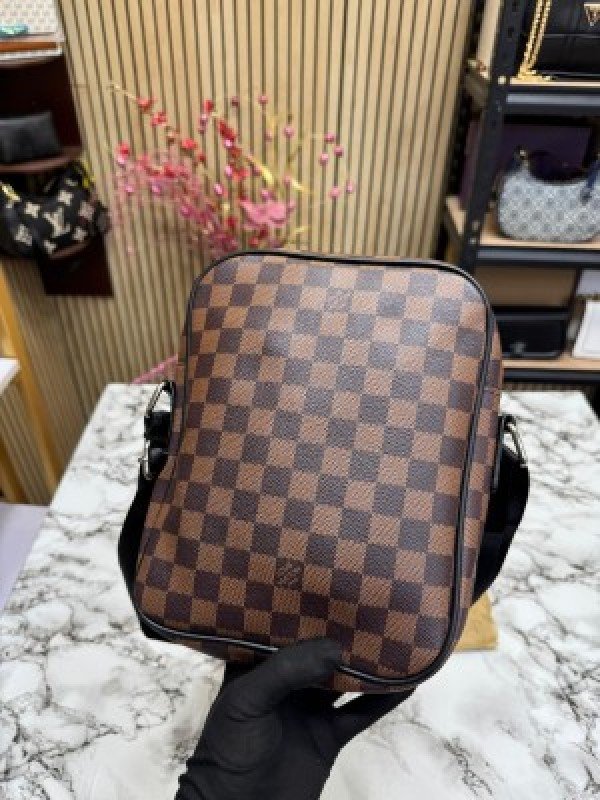 Louis Vuitton LV LOGO SIDE BAG BROWN CHECKS WITH DUST BAG - Image 6