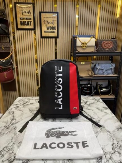 Lacoste Bold Sporty Logo Design Premium Backpack With Dust Bag - Best Price Online - Style 1 - Bootery