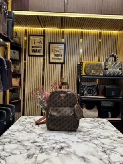 Guess Womens Brand Logo Backpack With Dust Bag And Pouch Price in India - Style 2 - Buy at Bootery