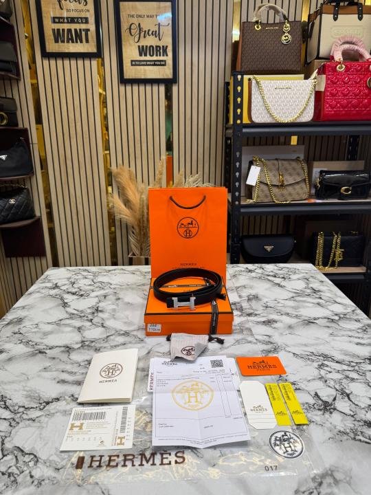Hermes Silver H-buckle Plain Leather Belt With Box And Dust Bag Including Carry Bag - Best Price Online - Bootery