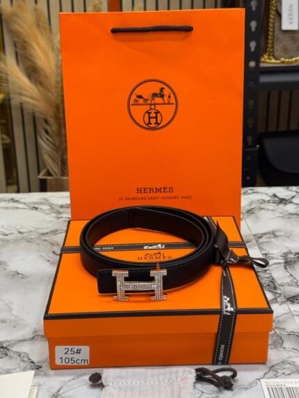 Hermes H-buckle Crystal Pave Leather Belt With Box And Dust Bag Including Carry Bag Price in India - Buy at Bootery