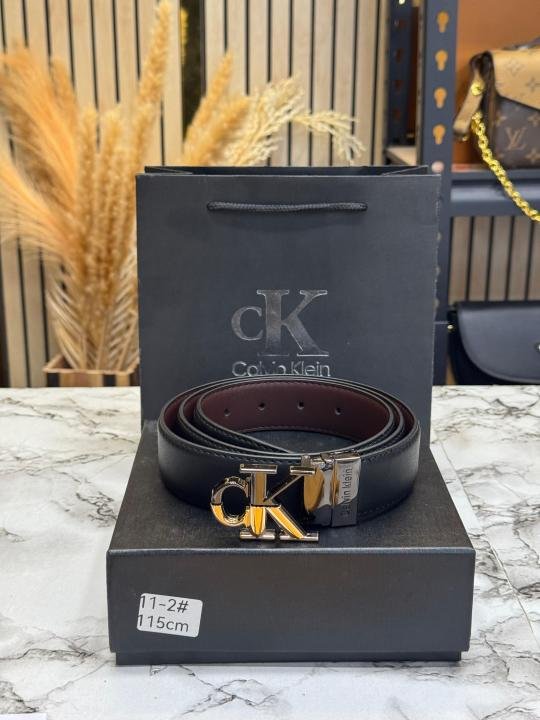 Calvin Klein Black Leather Belt With Signature CK Initial Buckle With Box Dust Bag Including Carry Bag - Image 7