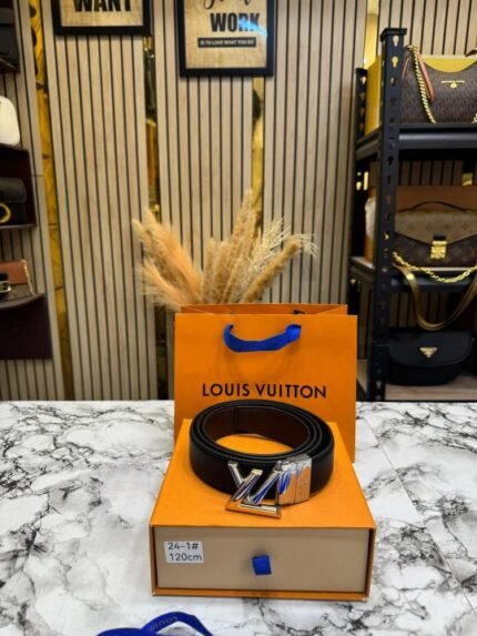 Louis Vuitton Black Leather Belt With LV Initiales Buckle Includes Box And Carry Bag - Best Price Online - Bootery