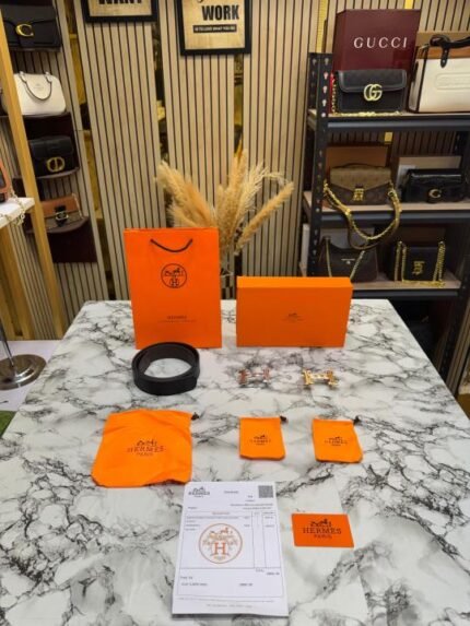 Hermes Black Leather Belt Combo H-buckle Set Includes Box Dust Bags And Carry Bag Price in India - Style 2 - Buy at Bootery