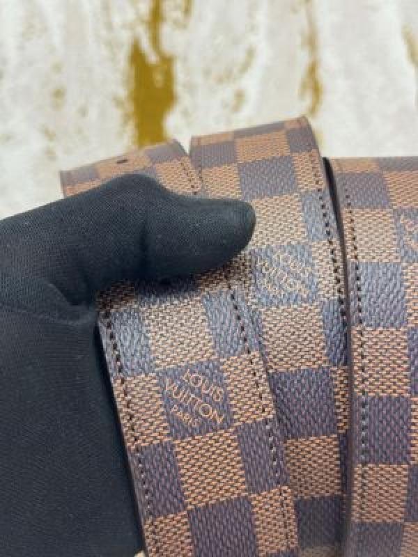 Louis Vuitton BROWN CHECKS PREMIUM BELT & WALLET COMBO WITH OG MAGNATIC BOX DUST BAG CARRY BAG L63 - Image 10