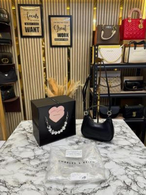 Charles & Keith Charle S & Keith Gift Set In Black Faux Leather Hobo Bag - Best Price Online - Bootery - Image 5