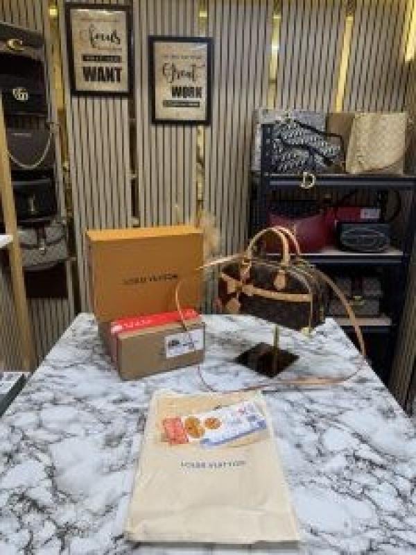 Louis Vuitton Loui S Vuitto N Speedy Mono Handbag With Double Og Box And Dust Bag