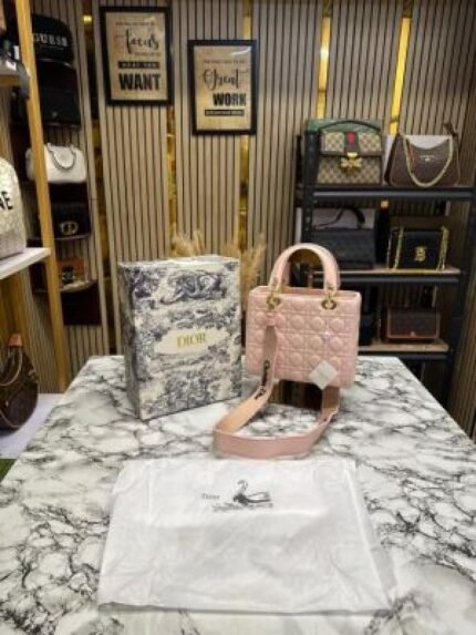 Christian Dior Lady Matte Finish Handbag With Box And Dust Bag Price in India - Buy at Bootery