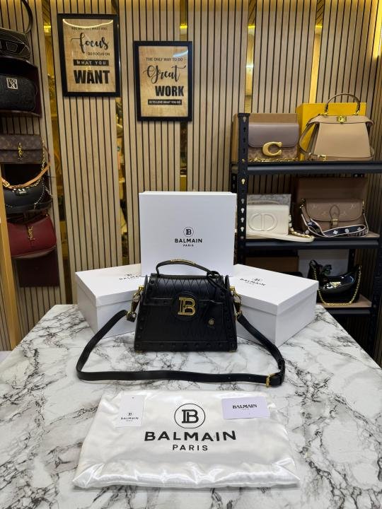 Balmain B-buzz Quilted Top Handle Crossbody Bag With Box And Dust Bag