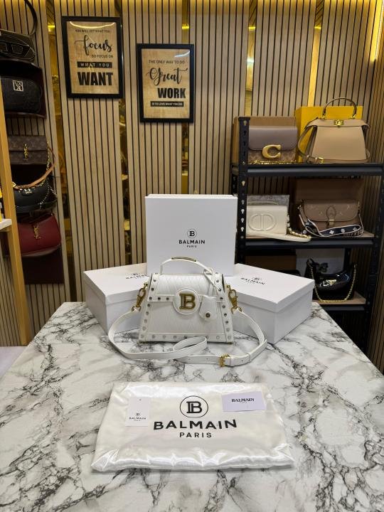 Balmain B-buzz Quilted Top Handle Crossbody Bag With Box And Dust Bag