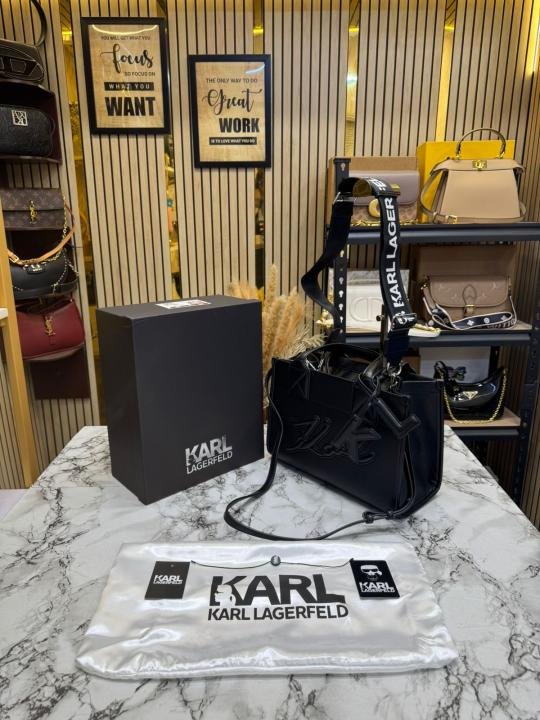 Karl Lagerfeld KSKUARE Embossed Hand Bag BLACK