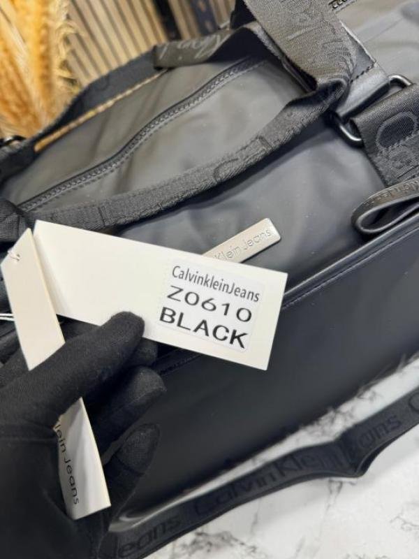 Calvin Klein Black Travel Duffle Bag With Front Zip Pocket & Logo Detail - Image 9