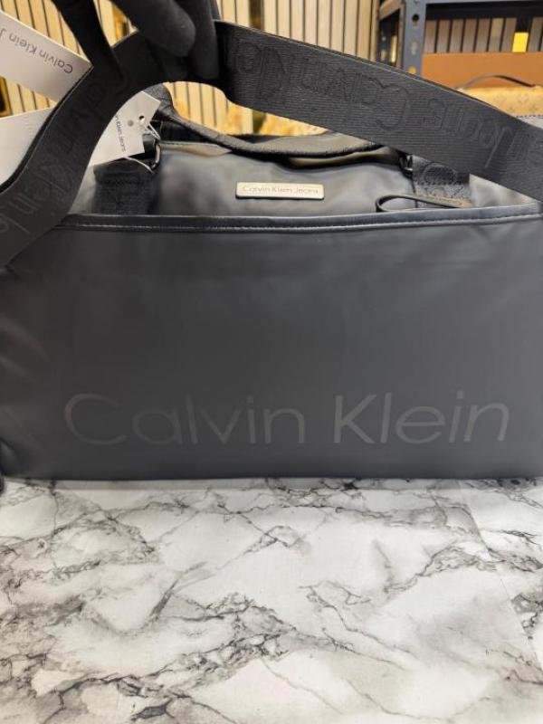 Calvin Klein Black Travel Duffle Bag With Front Zip Pocket & Logo Detail - Image 8
