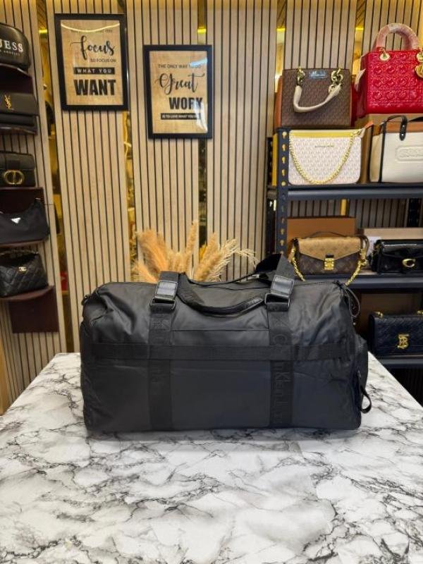 Calvin Klein Black Travel Duffle Bag With Front Zip Pocket & Logo Detail - Image 3