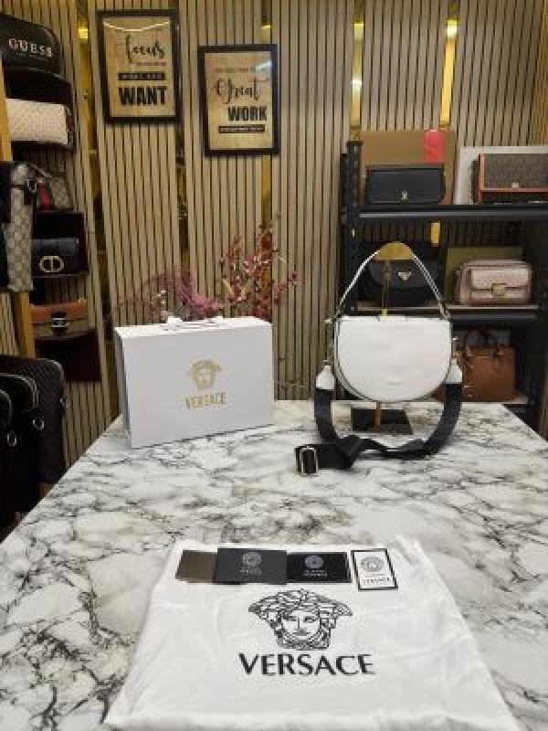 Buy Versace Leather Shoulder Bag With Gold Accents Include Magnetic Closure Bag Online in India - Bootery - Image 4
