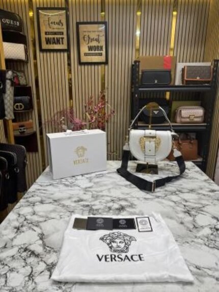 Buy Versace Leather Shoulder Bag With Gold Accents Include Magnetic Closure Bag Online in India - Bootery