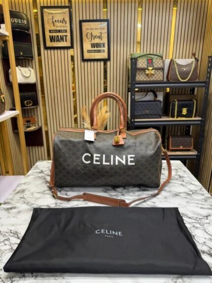 Buy Celine Premium Quality Triomphe Canvas Duffle Travel Bag With Dust Bag Online in India - Style 1 - Bootery