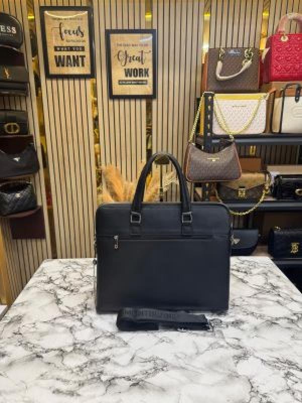 Buy Montblanc Black Embossed Leather Laptop With Shoulder Strap Online in India - Bootery - Image 8