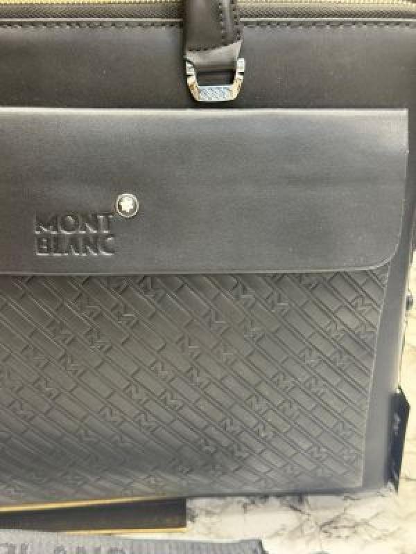 Buy Montblanc Black Embossed Leather Laptop With Shoulder Strap Online in India - Bootery - Image 3