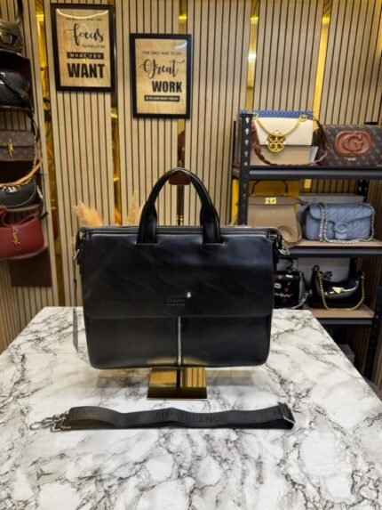 Montblanc Noir Vertical Zip Laptop Bag Premium Quality Price in India - Buy at Bootery