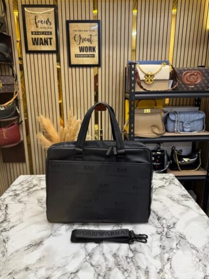 Emporio Armani EA7 Allover Logo Laptop Briefcase Bag - Best Price Online - Bootery