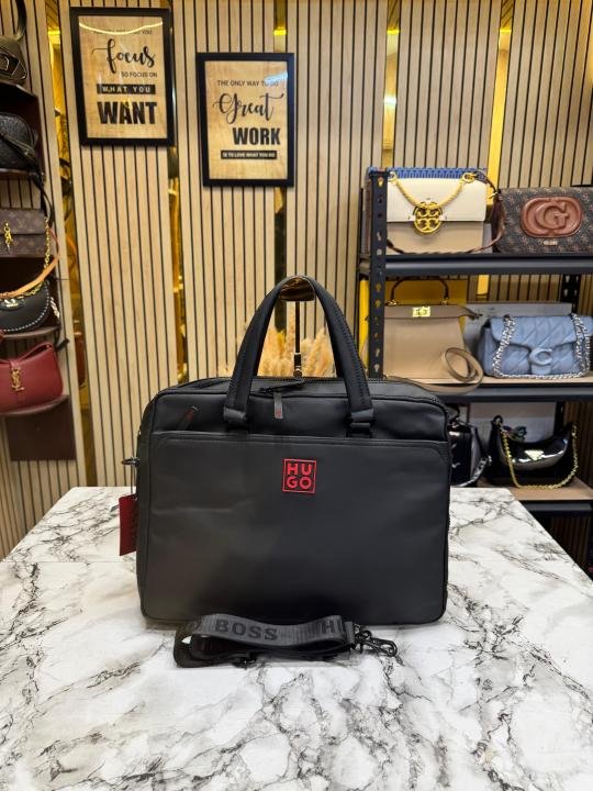 Hugo Boss Red Logo Business Premium Quality Briefcase Bag