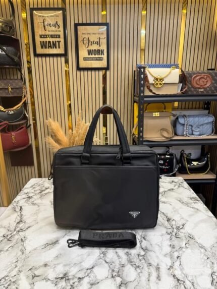 Prada Triangle Logo Business Briefcase Bag - Best Price Online - Bootery