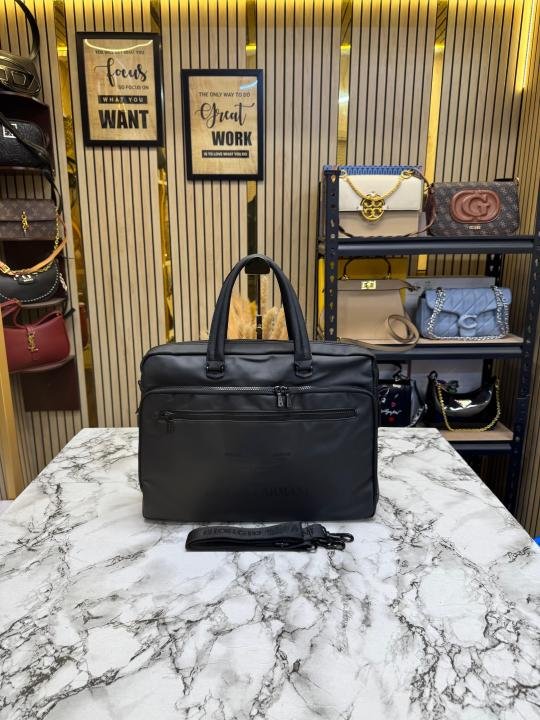 Giorgio Armani Giorgio Arman I Premium Laptop Briefcase In Sleek Black