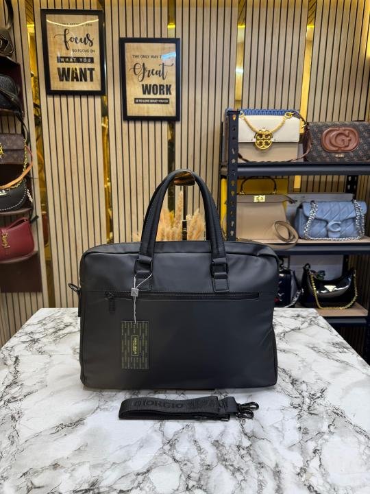 Buy Giorgio Armani Premium Laptop Briefcase In Sleek Black Online in India - Bootery - Image 3