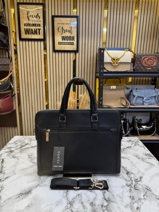 Gucci GG Monogram Embossed Executive Laptop Bag With Gold Logo And Strap - Best Price Online - Bootery - Image 4