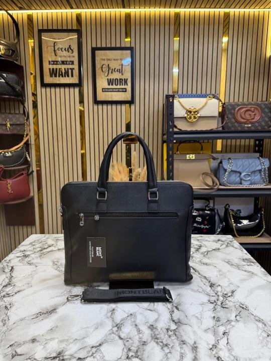 Montblanc Embossed Premium Quality Leather Briefcase Textured Executive Style Laptop Bag Price in India - Style 2 - Buy at Bootery - Image 3