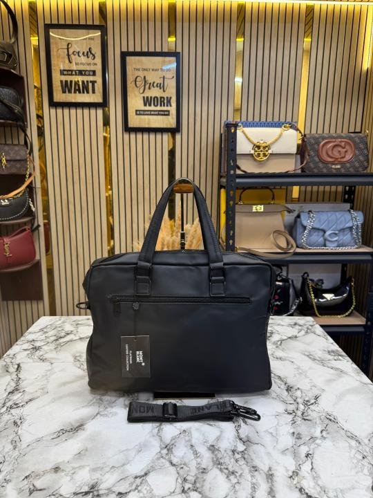 Buy Montblanc Minimalist Leather Briefcase Slim Laptop Bag With Strap Online in India - Bootery - Image 3