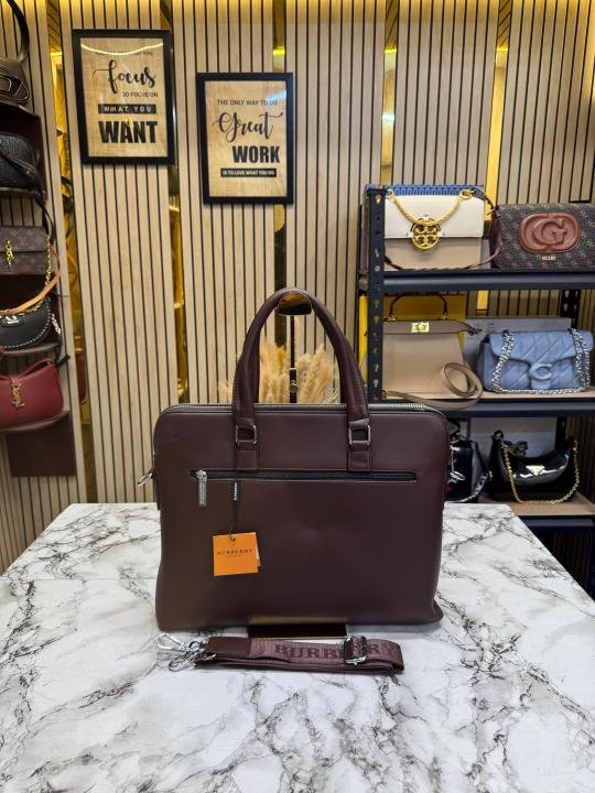 Buy Burberry Burberr Y Signature Checks Leather Laptop Bag With Strap Online in India - Style 1 - Bootery - Image 3