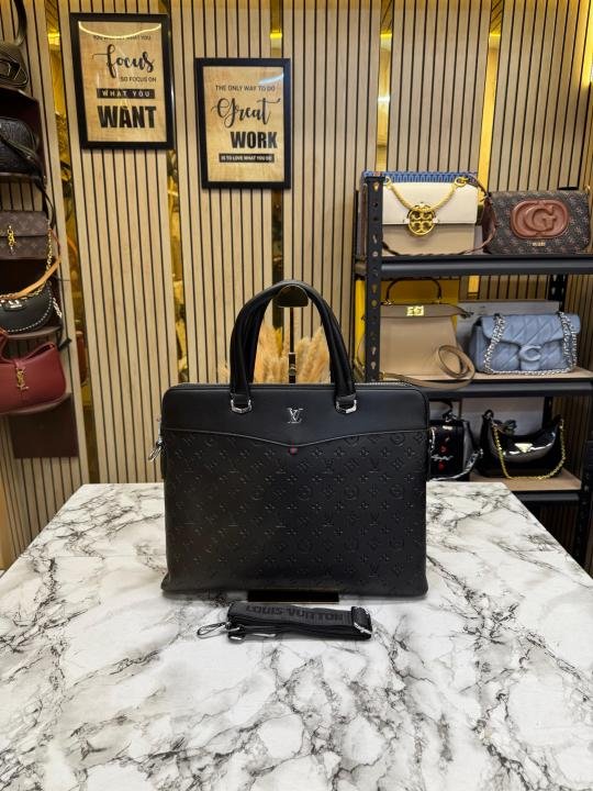 Louis Vuitton Laptop Bag Embossed Black