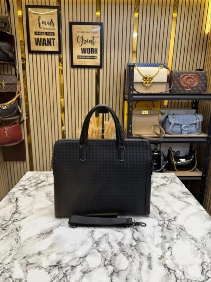 Buy Bottega Veneta Intrecciato Leather Briefcase Woven Style Laptop Business Bag With Strap Online in India - Bootery