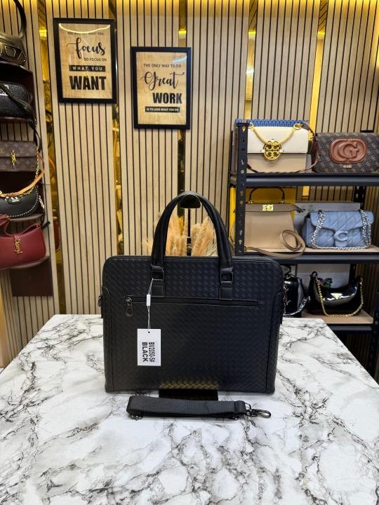 Buy Bottega Veneta Intrecciato Leather Briefcase Woven Style Laptop Business Bag With Strap Online in India - Bootery - Image 3