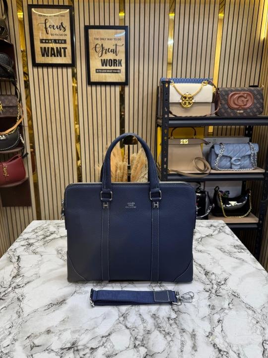 Hermes Premium Quality Executive Business Leather Laptop Bag With Strap Price in India - Buy at Bootery