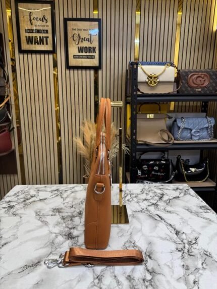 Hermes Cognac Leather Laptop Bag With Strap - Best Price Online - Bootery - Image 2