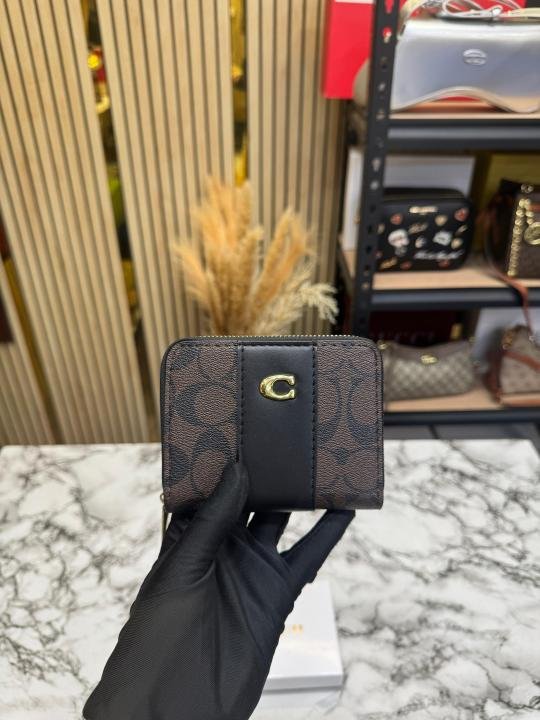 Coach Noir Stripe Mini Zipper Wallet With Box - Best Price Online - Style 1 - Bootery - Image 3