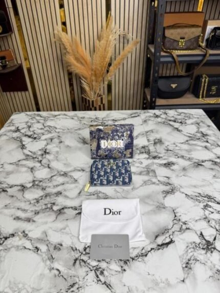 Dior Oblique Zip Wallet with Gold Hardwar for Women