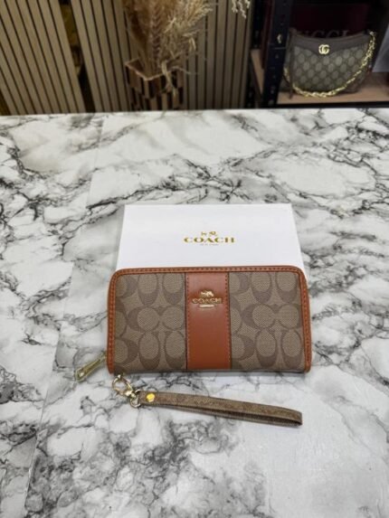 Coach Signature Monogram Zip Wristlet Wallet Premium Quality With Box - Best Price Online - Style 1 - Bootery