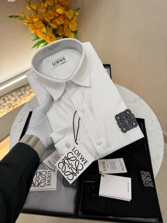Buy Loewe Embossed Logo Super Premium White Shirt With Brand Box Packing F3581-WH Online in India - Bootery - Image 4