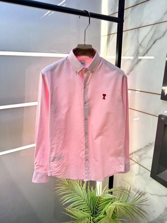 Ami Pink Embroidery Logo Super Premium Shirt With Brand Box Packing F3969-PI - Best Price Online - Bootery
