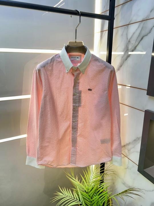 Lacoste Lacost Lining Premium Pink Oxford Lycra Shirt F3920-PI - Best Price Online - Bootery